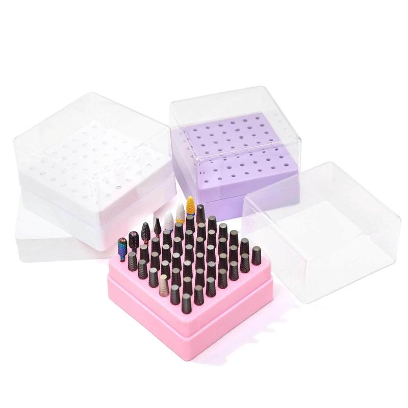 49 Hole Nail Drill Bit Storage Box Universal For Nail Grinding Heads Dustproof Professional Salon Organizer