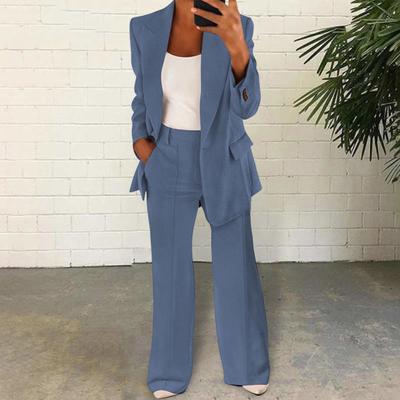 Damen Hosenanzug Set Schick Ein Knopf Langarm Blazer und Hose Business Set Formal Zweiteiler Büro Arbeitsoutfit