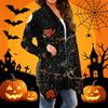 Women's Casual Halloween Printed Long Sleeve Mid-Length Cardigan Jacket for Fall
