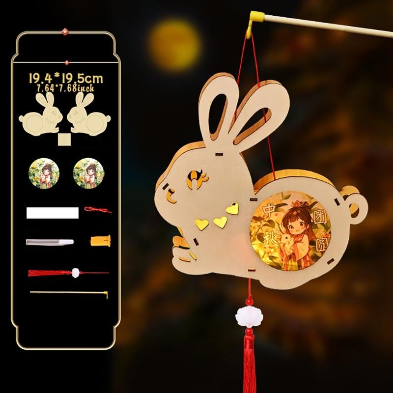 Lovely Rabbits Light Hanging Decors Portable Autumn Festival Rabbits Light Decoration for Cultural Enthusiasts