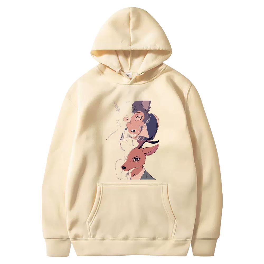 Hot Manga BEASTARS Hoodie Legoshi Rouis Graphic Print Sweatshirt Men Women Clothing Long Sleeve Hooded Harajuku Male Streetwear