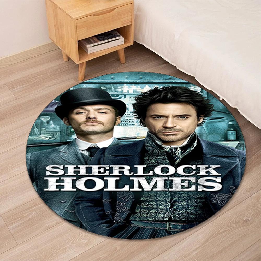 Sherlock Holmes Printed Round Rug Carpet Chair Rug Area Rug Entryway Doormats,for Office Chair Living Room Bedroom Kitchen Room.