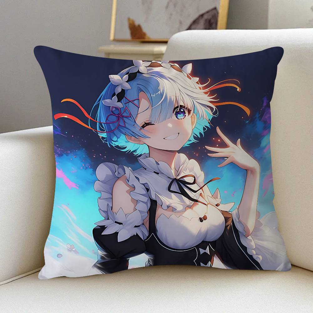 

Anime R-Rem Pillow Cover Design Cushion Cover Decor Holiday Decorati 12x12Inch
