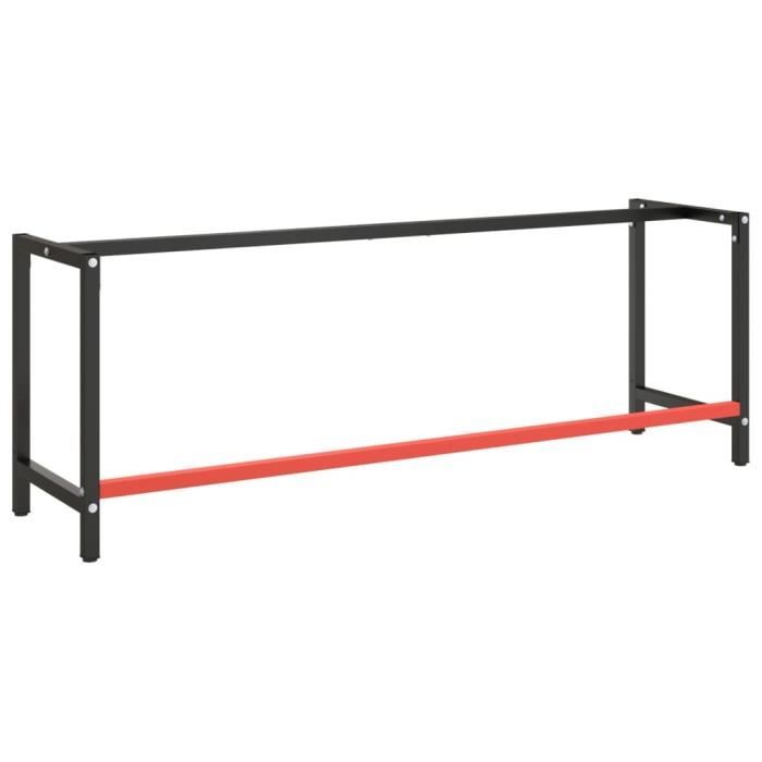 Cadre de banc de travail - VIDAXL - Noir et rouge mat - 220x57x79 cm - Métal robuste