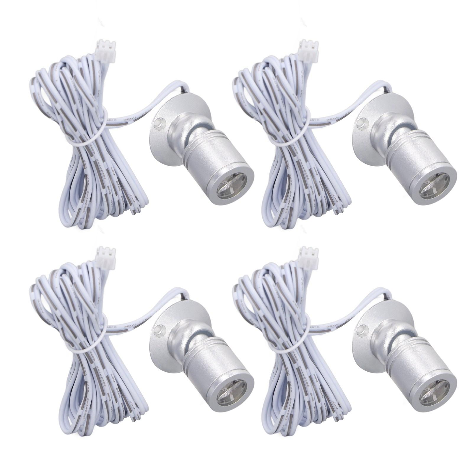 

4pcs LED Display Spot Lights 5V Dimmable USB Mini Spotlight for Jewelry Showcase Porch Entryway Natural Silver