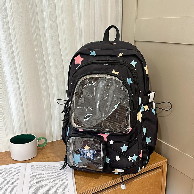 Schultasche hochwertige Schultasche weibliche Mittelschüler niedlich japanisch transparente Stange Schmerzbeutel großer Essensrucksack Schülerrucksack Trend