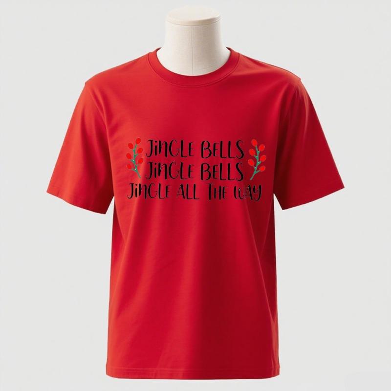 Couple Christmas Pregnancy AnnounceUnisext Xmas Maternity Tee Jingle Bells Baby on The Way Mom and Dad To Be Couple Pregnancy Tee