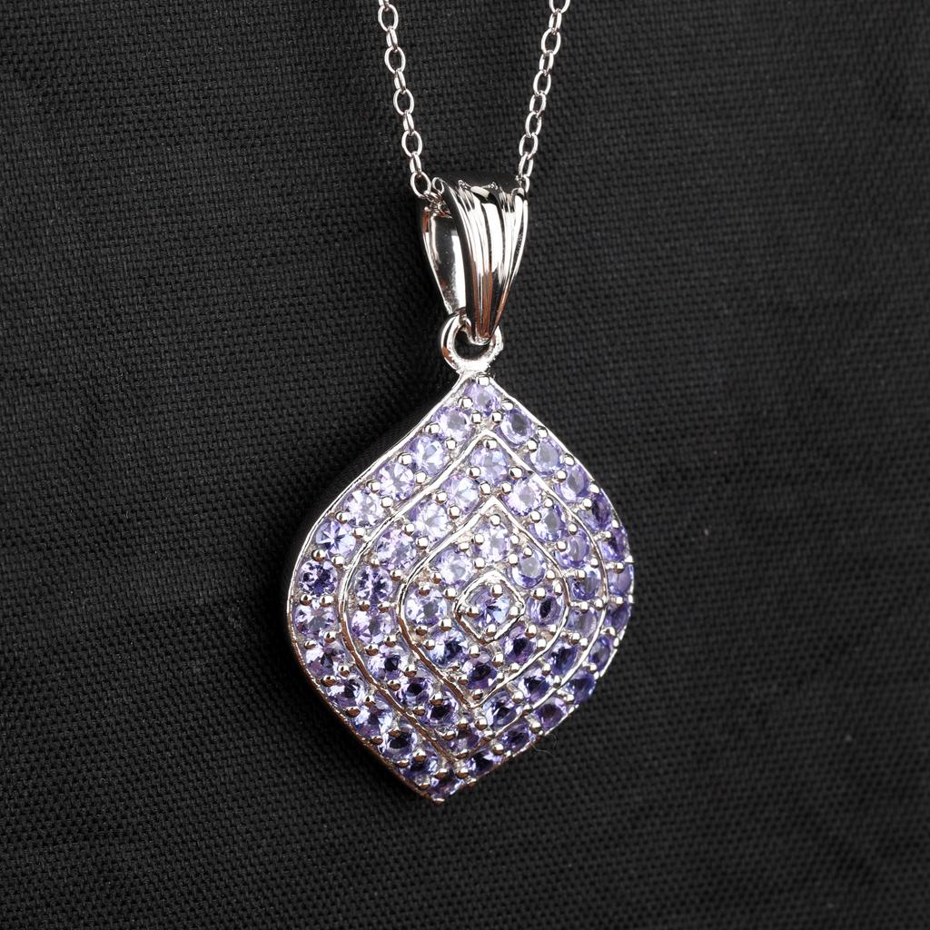 Tanzanite Pendant 925 Sterling Silver Rhodium Gemstone Jewelry Gift for Her