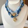 Handmade Bandana Scarf Necklace Lightweight Choker Necklace Gifts Heart Pendant  Daily Wear