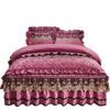 Quilted Velvet Duvet Cover Set Double Bed 220x240 King Size Embroidery Lace Luxury Quilt Cover Solid 2 Pillowcases Soft