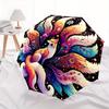 1pc Colorful Fox Feather Design Fully Automatic Folding Portable Umbrella, 8 Iron Frames, Three-Fold Design, Suitable for All Seasons, Suita
