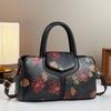 Boston Tote Bag With Splicing Prints And Pu Material For Daily Casual Use