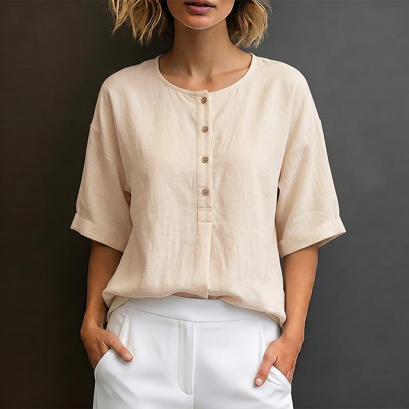 

ZANZEA Women Casual Round Neck Loose Cotton Short Sleeve T-Shirts S абрикосовый