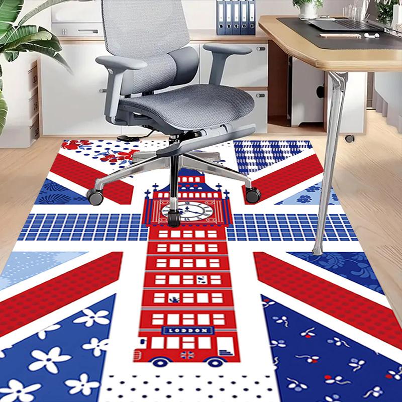 1PC Union Jack Big Ben Non-Slip Floor Carpet Compatible for Office&Living Room&Dining Room - Flat-Weave Machine- Soft & Pattern-E268