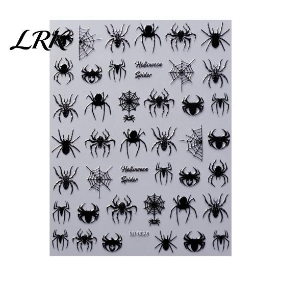 Holiday Party Nail Decals Halloween 3D Embossed Stickers, Skeleton Hand Pumpkin Spider Bat Decor Sticker Art Decals, Gothic Manicure Decoration