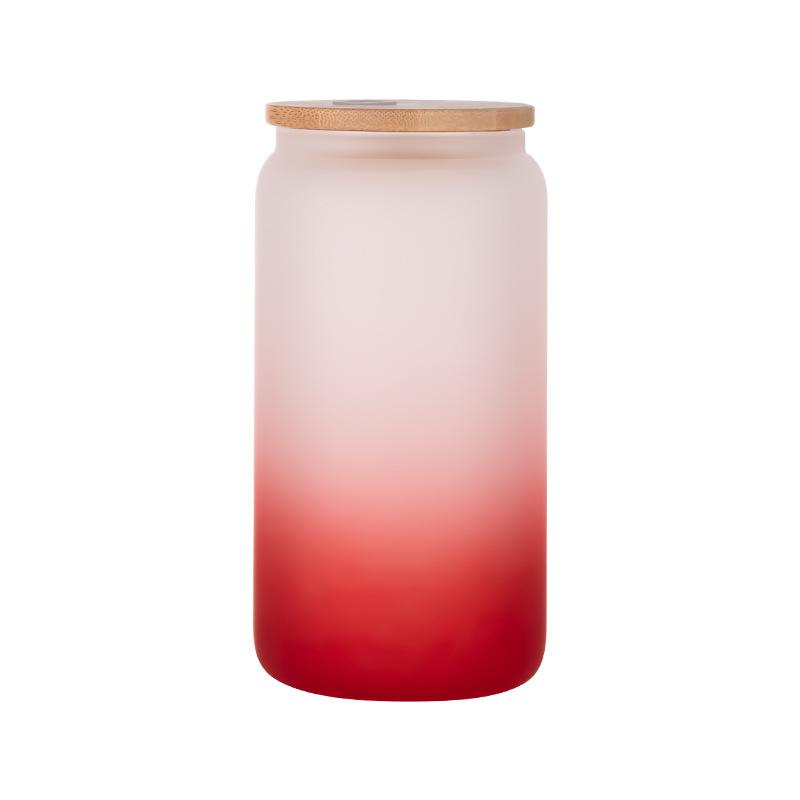 Glass Sublimation Tumblers Jar Beer Can Milk Glass Bottle with Straw Frosted Clear Glass Factory Wholesale 16oz Customized Mugs 16oz(453.59g) красный