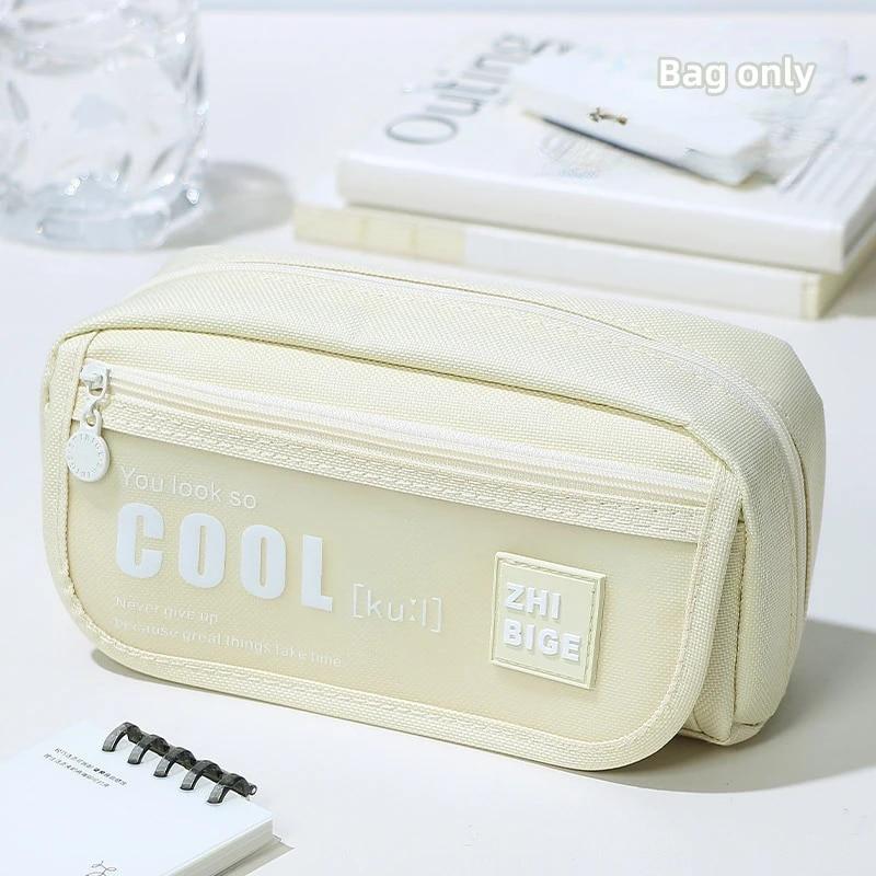 

Портативный мини-пенал с многослойным разделением для школьников, канцелярский чехол для карандашей, сумка Kawaii бежевый