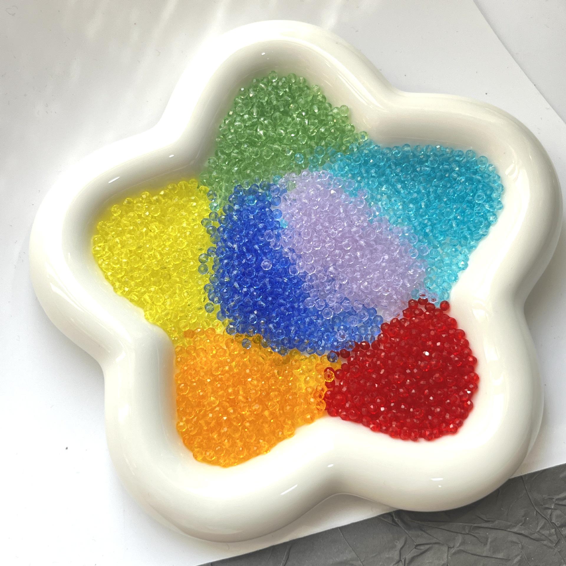 

2mm Translucent Iridescent Flat Beads for DIY Bracelets, Necklaces, and Earrings 2mm (100 pieces per color, total 700 pieces)