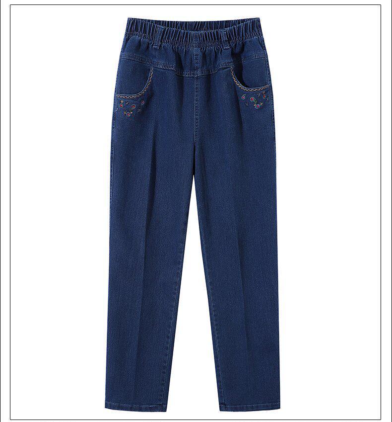 High-Waisted Straight Summer Jeans for Middle-Aged & Elderly Women - Casual Grandma Pants