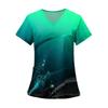 Women's Fashion Printed Short Sleeve V Neck Pattern Tops Pocket Working T-shirts