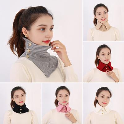 Fake Collar Scarf Soft Velvet Thickened Winter Scarf Windproof Solid Color Buttons