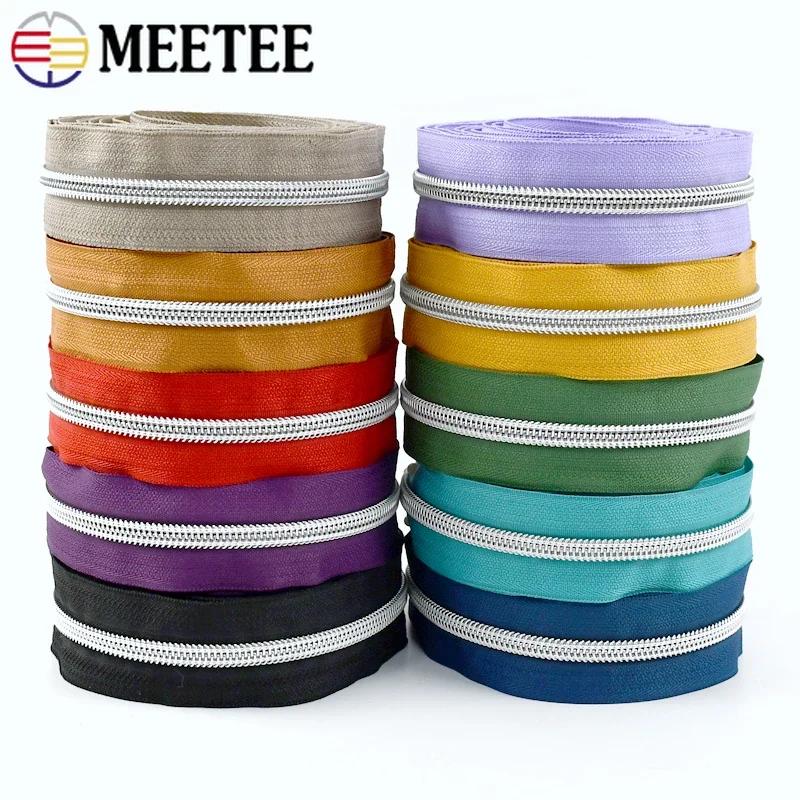 Meetee 1-10M 5# Nylon Zippers for Bag Shoes Garment Plasic Roll Zipper By The Meter Decor Zips Repair Kit DIY Sewing Accessories