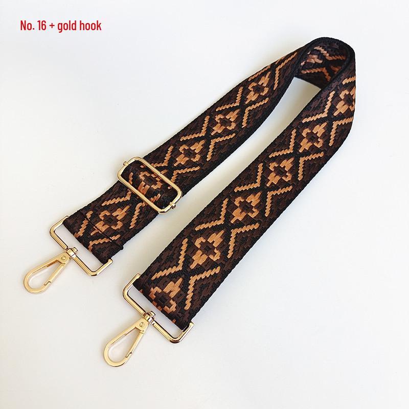 Etniczny Wzór Nylonowy Pasek do Plecaka z Regulowaną Długością i Metalowymi Akcesoriami - Odporny na Zużycie i Poszerzony dla Komfortu