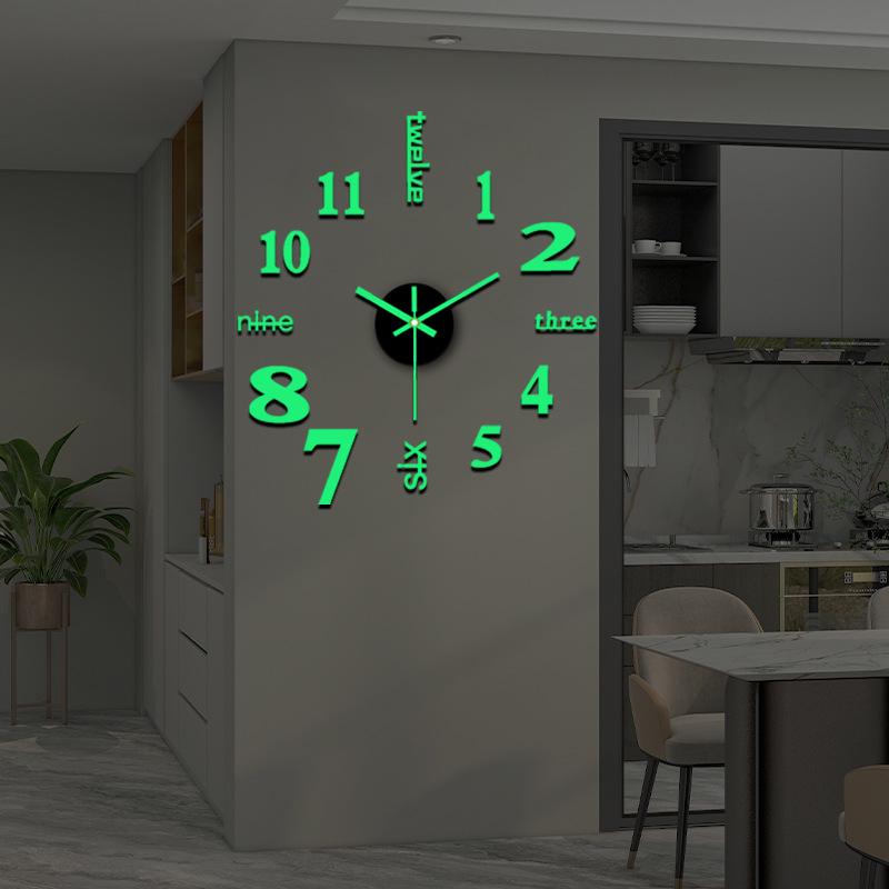 DIY 3D Luminous Silent Wall Clock - No-Drill, Simple Hanging Decor for Living Room