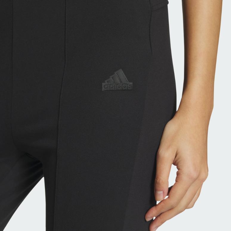 Adidas Womens Fustl Pants Solid Color Split Hem Flared Knit Sports Pants Women Pants Black IZ0600