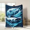 Vintage American Muscle Car Space Splash Pattern Flannel Blanket Warm Cozy Printed Throw Blanket for Living Room Bedroom Travel