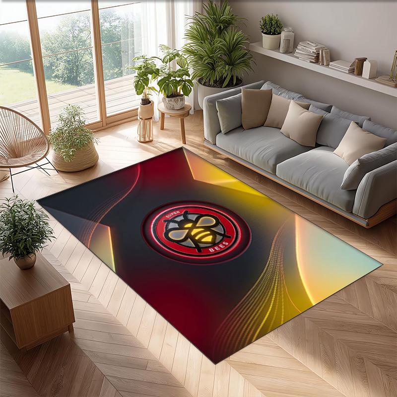Brentford Football Print Crystal Velvet Rug, Comfortable Water Absorbent Non Slip Indoor Floor Carpet