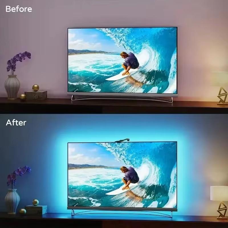 3.8M 5M 5V Usb Rgbic Led Ambilight For Tv With Ar Color Gamut Sensor Tv Adaptive Backlight Rgb Tv Sync Light Strip App Control