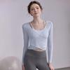 Yoga clothes, tops, women's spring and summer Pilates training, sportswear set, fitness clothes, long sleeves, chest pads, chest pads.