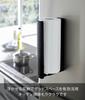Yamazaki Tower Kitchen Paper Holder with Stopper, Magnetic, Black, Approx. W5 x D10.2-17.5 x H24.5cm, One-Hand Tear, Model 3399