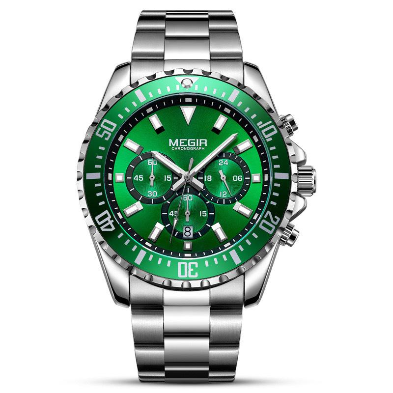 Meigel Men's Watch, Dial Chronograph Calendar Steel Belt Business Quartz Watch