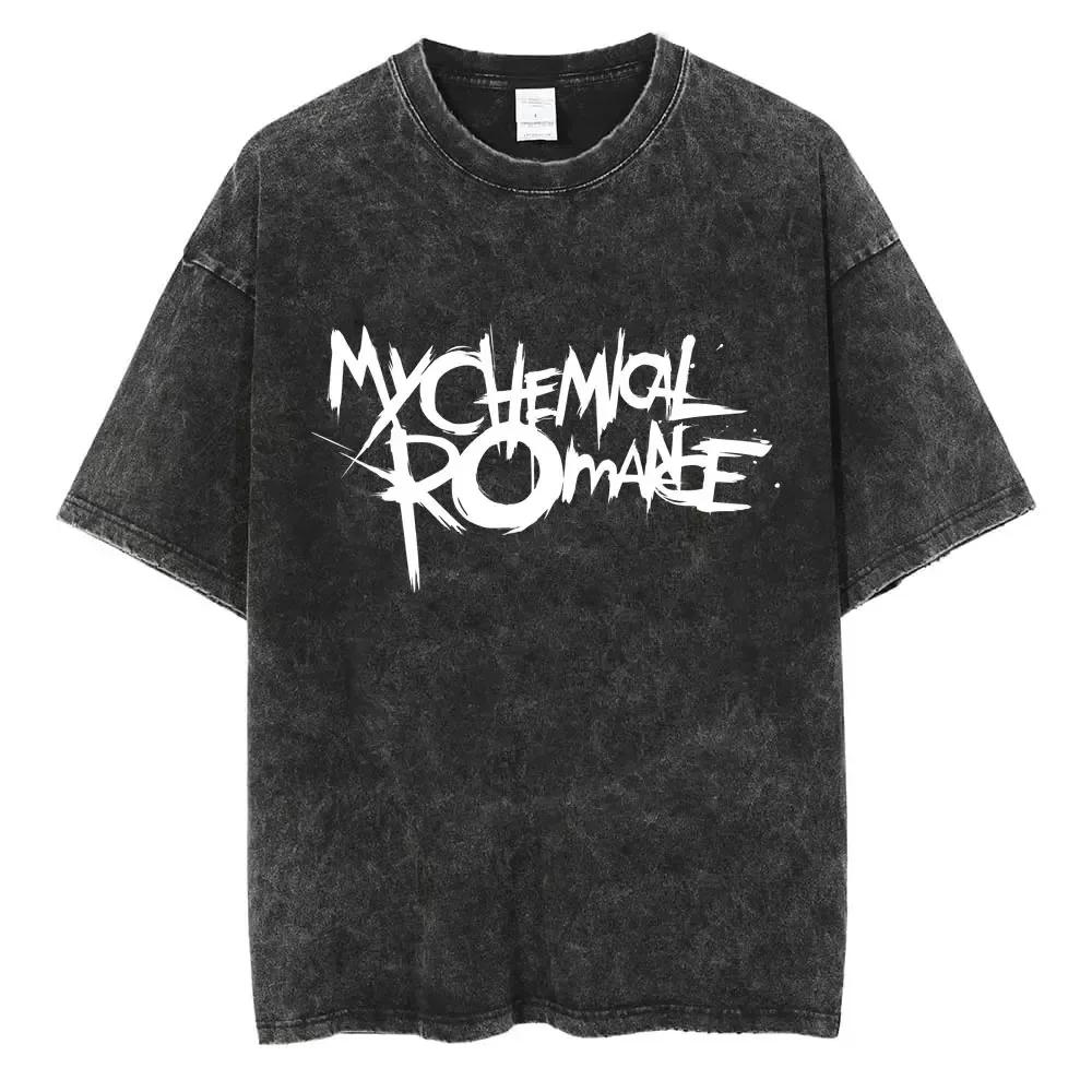 

Yk Tshirt Men New in Top Tees Mens TShirt Camisetas Rock Band My Chemical Romance Washed Tee Shirt Graphic TShirts S