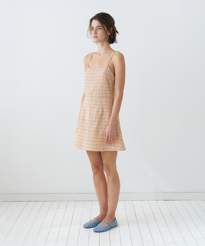 VEM.VER Check Strap Sleeveless Dress_Apricot