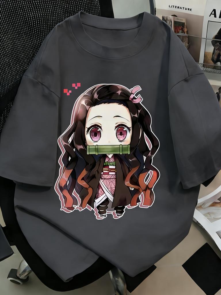 Plus Size Summer Demon Slayer Anime Printed Unisex Women Tshirt Casual Parent Child Tops Fashion Harajuku StyleY2K Street Wear