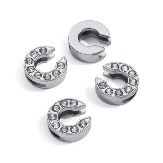 Rhinestone Letter Beads Alloy A To Z Charms Slide Letter Charms Small Spacer Beads for DIY Jewelry Making Keychain Cell Phone Chain Bracelet Craft