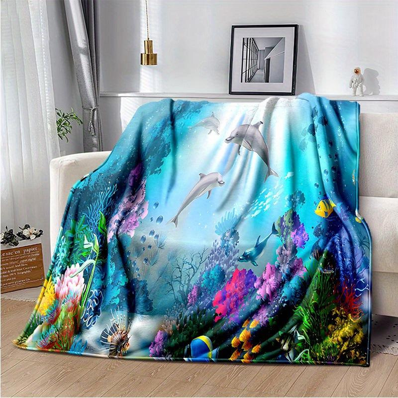 Cartoon tropische Fische digital bedruckt Polyester Schlafzimmer Samt Flanell Decke Vlies weiche Sofadecken für Betten