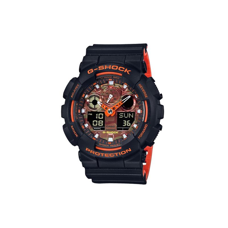 

Casio G-SHOCK series contrasting three-hand three-eye unicorn dual display large dial impact-resistant anti-magnetic waterproof movement GA-100BR-1APR чёрный