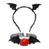 Flower Headband Necklace Set Mesh Halloween Hair Hoop Cute Bat Wings Hairband  Women