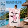 Custom Name Pink Dog Dreamscape Beach Towel Microfiber Beach Towel, Lightweight and Quick-Dry, for Summer Travel, Swimming Pool Gift
