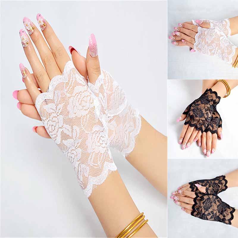Premium Quality Womens Lace Fingerless Gloves For Evening Bridal Events