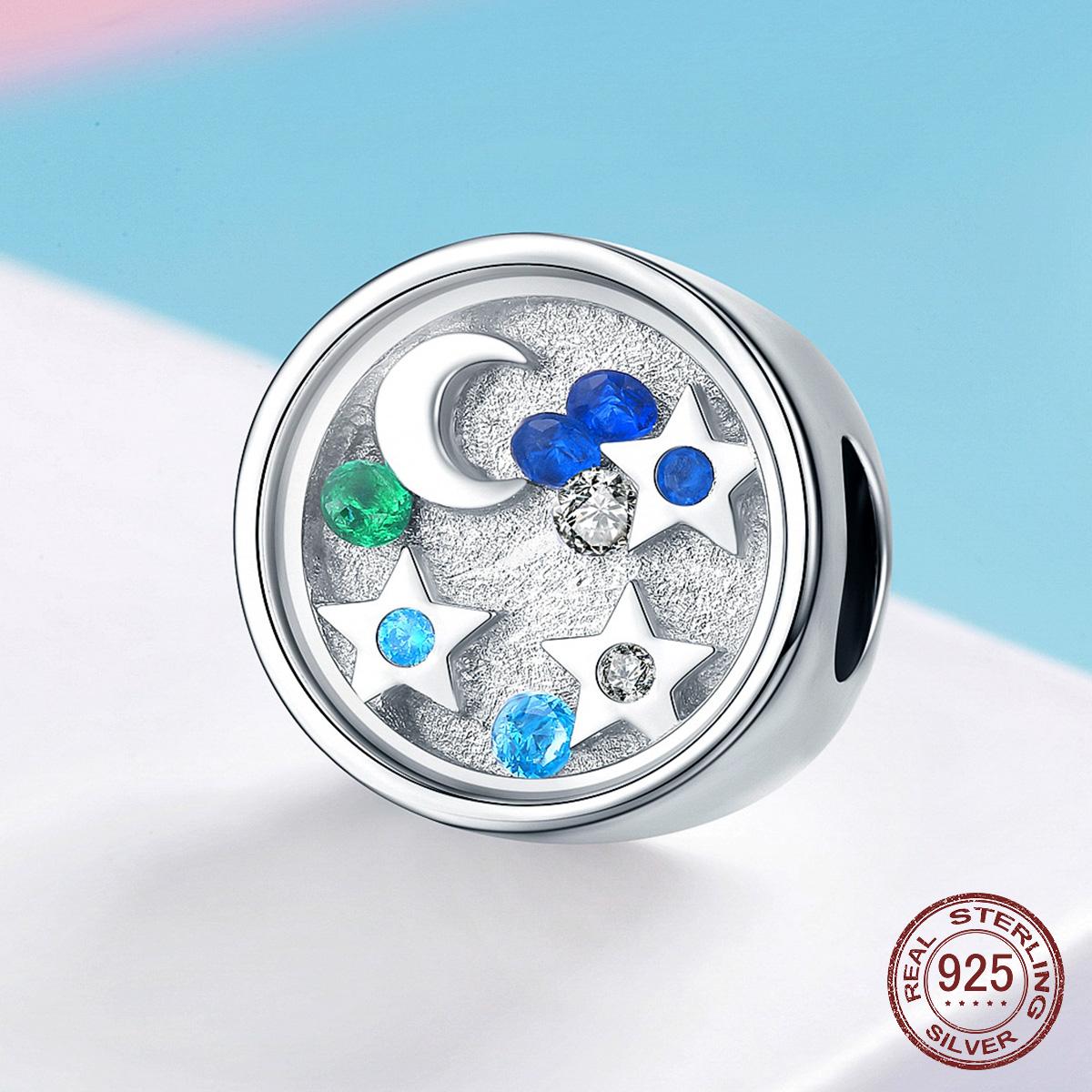 

925 стерлингового серебра Звездное небо Ночной кулон Шарм подходит для женщин Оригинальный браслет и ожерелье Ювелирные изделия