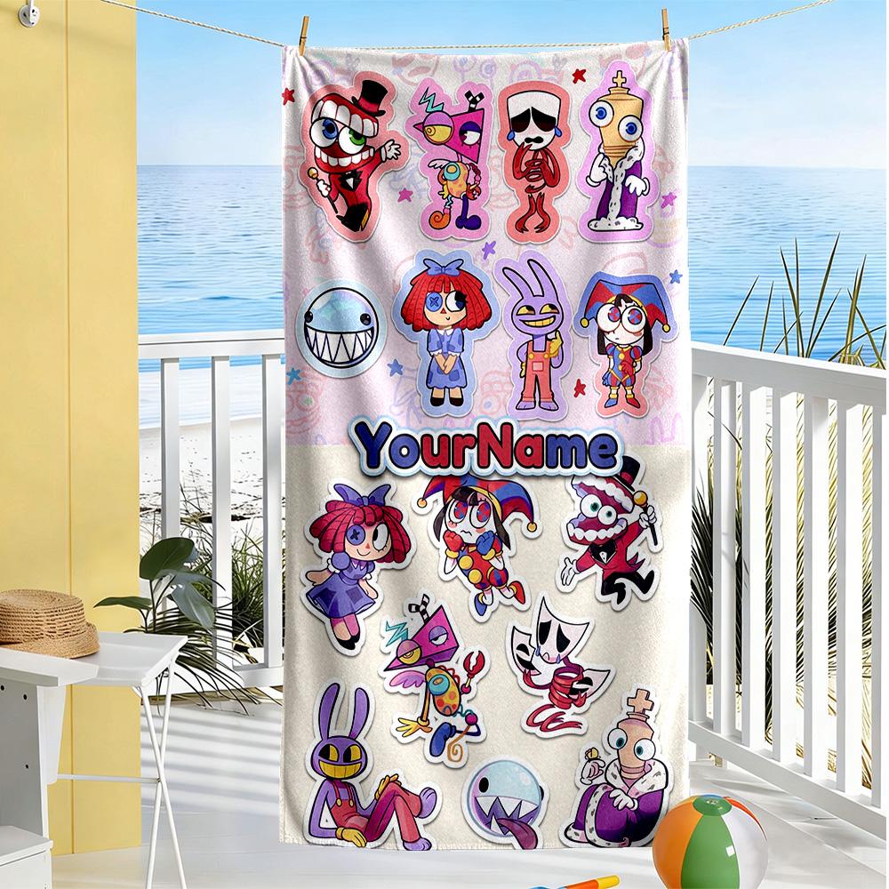 Digital Circus Personalized Text Beach Towel Quick-Dry Soft Microfiber Portable for SwimmingBeachCamping Travel Beach AccessoriesGym