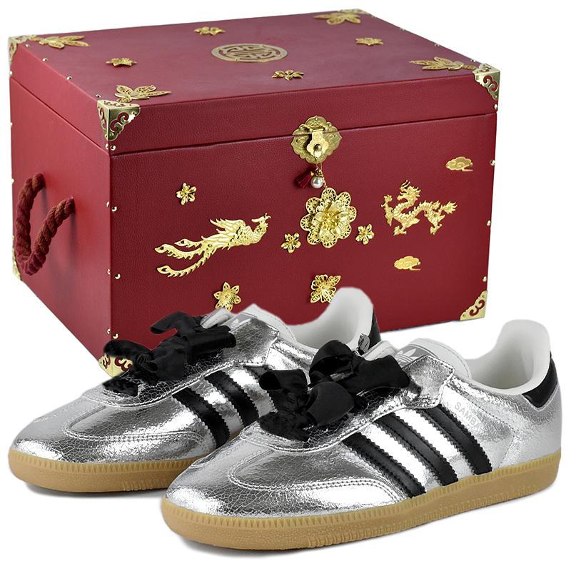 adidas Оригінали SAMBA OG Німецькі армійські кросівки Жіночі низькі Чорний/Сріблястий JR0035(Team96-S-BOX)