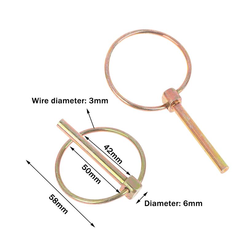10/20/30 Pezzi 6*50mm Acciaio Spinotto di Sicurezza Robusto Gancio ad Anello per Rimorchio Trattore Bicicletta Passeggino Carico per Fattoria Prato Giardino Camion
