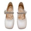 Versatile French silver Mary Jane shoes women's 2025 summer new rhinestone light mouth single shoes flat-soled small leather shoes