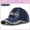 Flashy Diamond Baseball Cap Hole Diamond Cowboy Duck Tongue Cap Couple Sun Hat Co937-1 Navy Love